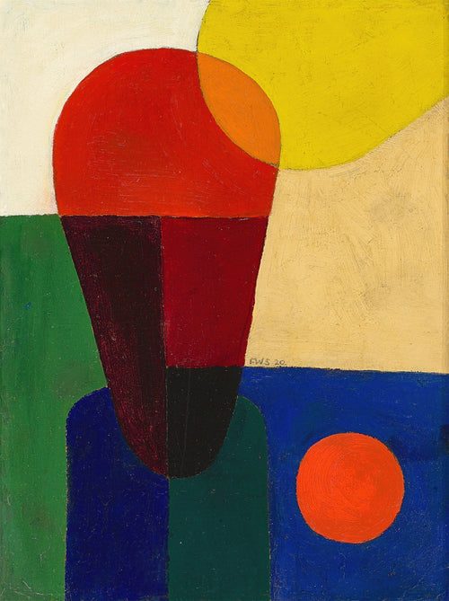 Abstract Half-Figure (1920) — early modernist figurative painting, abstracted human form in geometric planes of color. Archival giclée art print on fine art paper.