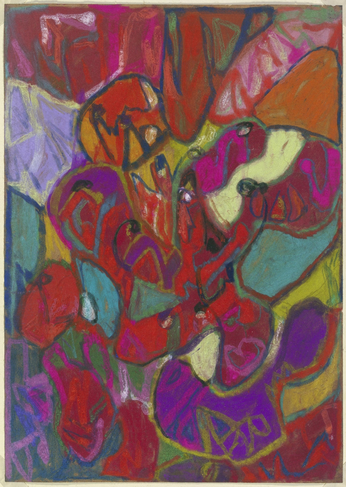Adolf Hölzel, Abstract Composition — German Expressionist pioneer, early abstract oil painting with bold interlocking color planes. Archival giclée art print on fine art paper.