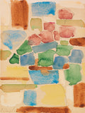 Flower Still Life (1920s) — early modernist floral painting, bold blooms in vivid layered color against a patterned ground. Archival giclée art print on fine art paper.
