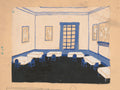 Interior Study (1919) — early modernist interior painting, a domestic space rendered in geometric planes of color and light. Archival giclée art print on fine art paper.