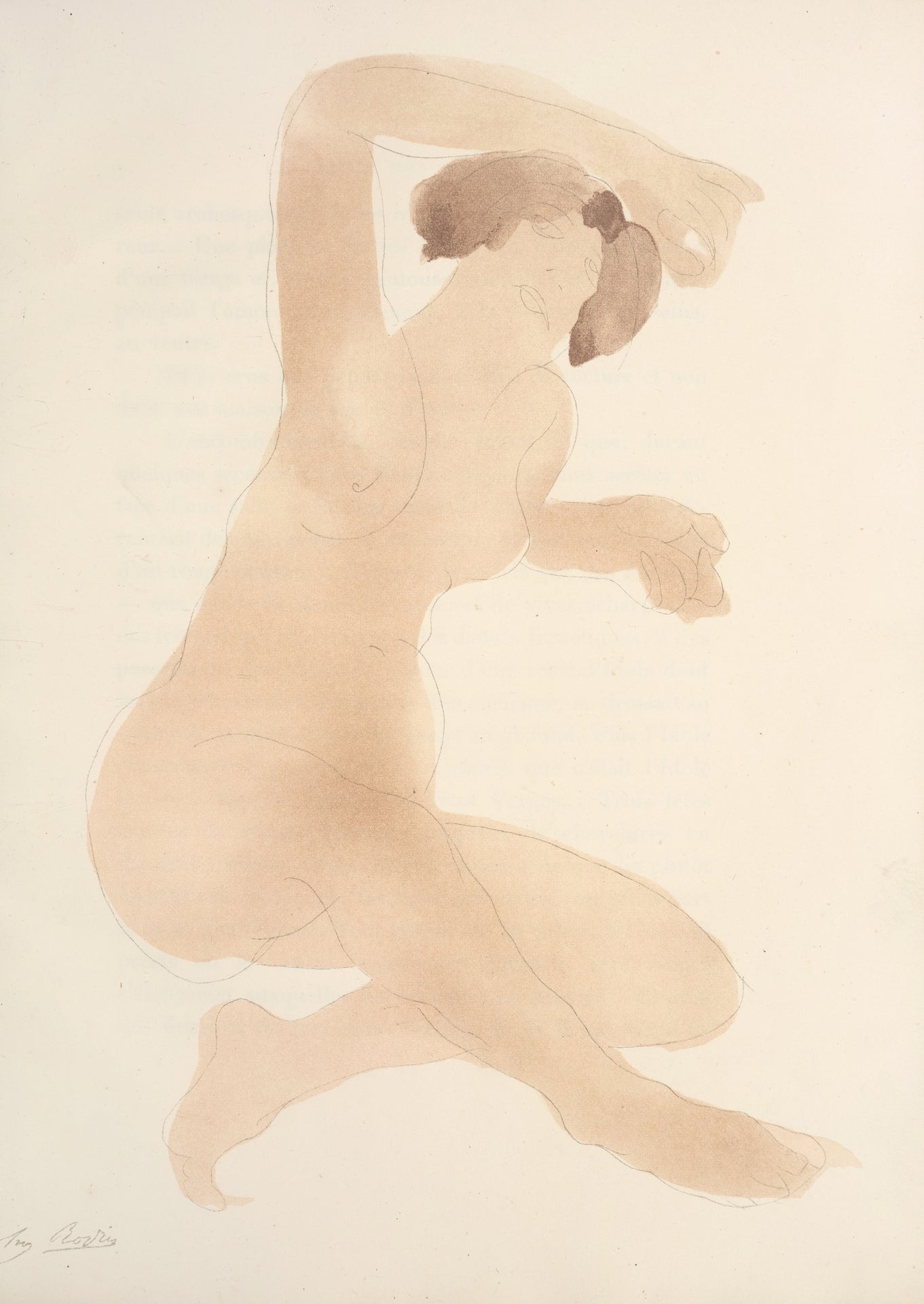 Nude Figure Drawing (1902) — early modernist academic figure study, a reclining or standing nude in expressive line on paper. Archival giclée art print on fine art paper.
