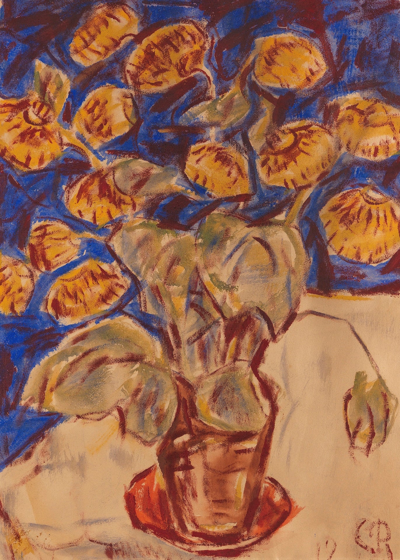 Christian Rohlfs, Slipper Flower (1919) — German Expressionist late-career colorist, bold botanical study with vivid chromatic intensity and loose gestural form. Archival giclée art print on fine art paper.