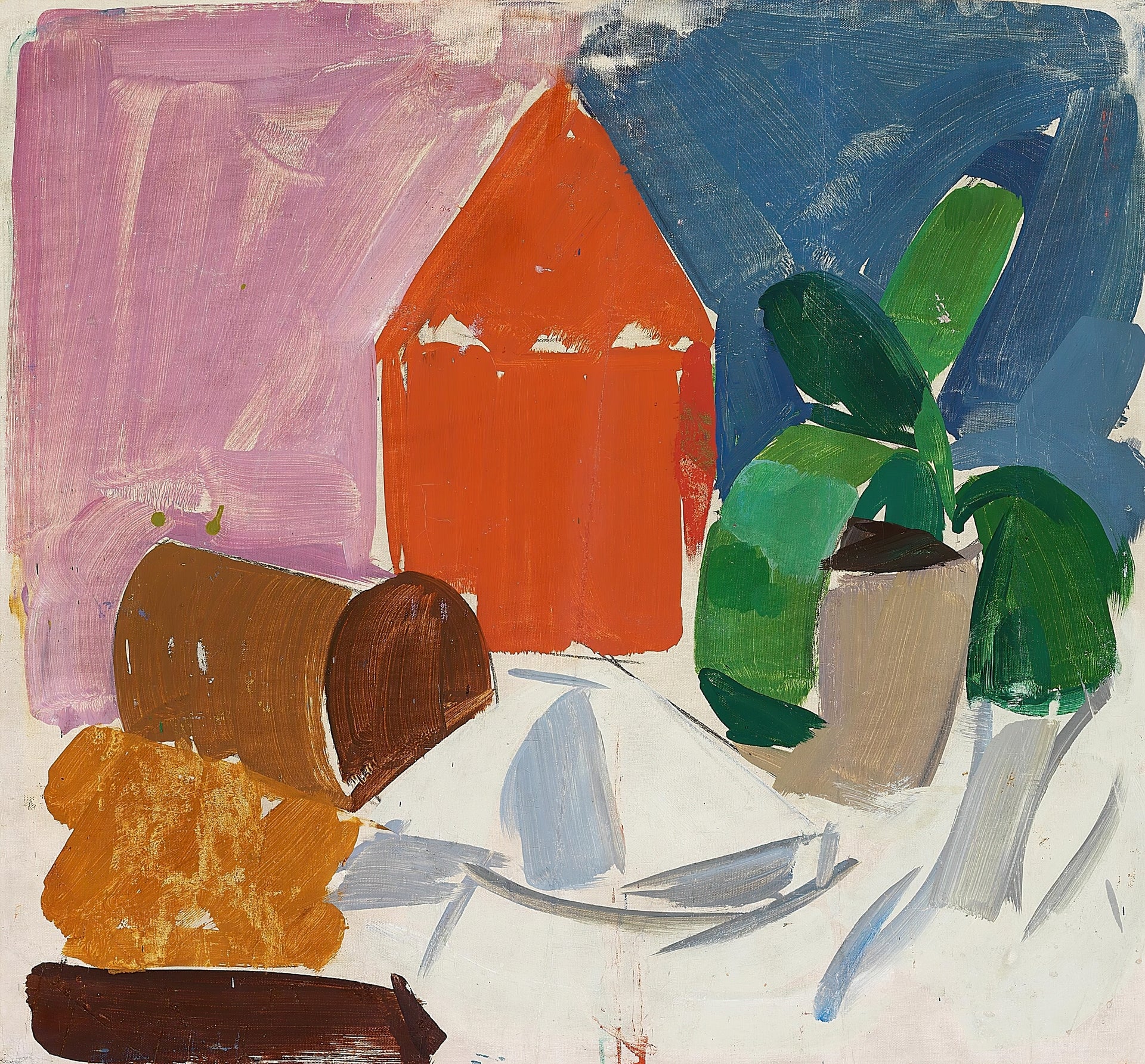 Still Life with Potted Plant by Edvard Weie, Danish modernist and careful student of Cézanne and the Fauves. Archival print on fine art paper, framed or unframed.