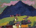Alexej von Jawlensky, Summer Evenings in Murnau (1910) — Russian-German Expressionist, vivid Bavarian landscape at dusk with bold flat color and dark outlines. Archival giclée art print on fine art paper.