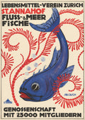 Swiss Advertisement Poster (1914) — early Swiss modernist graphic design, bold typography and illustration in flat color from the golden age of European poster art. Archival giclée art print on fine art paper.
