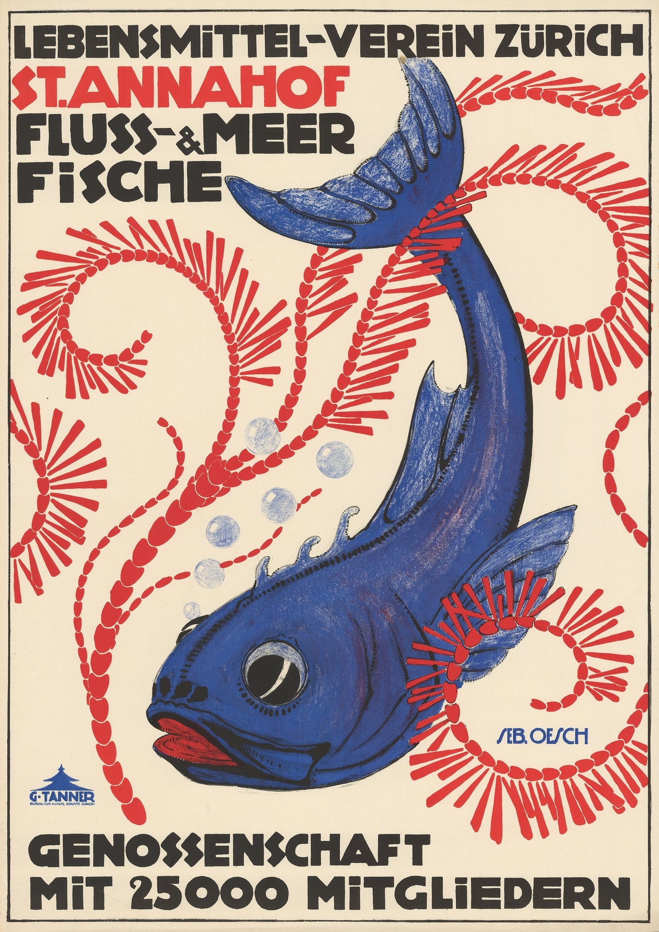 Swiss Advertisement Poster (1914) — early Swiss modernist graphic design, bold typography and illustration in flat color from the golden age of European poster art. Archival giclée art print on fine art paper.
