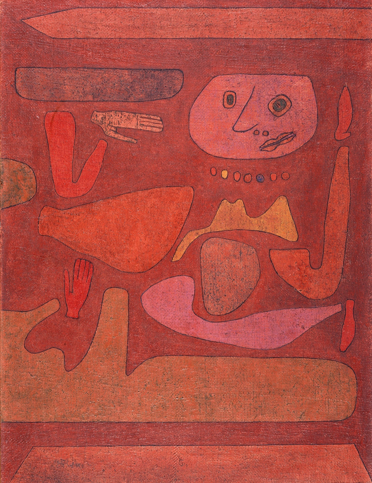 Paul Klee, The Man of Confusion (1939) — Swiss-German Bauhaus master, a late-period figurative abstraction with Klee's characteristic line and layered color ground. Archival giclée art print on fine art paper.