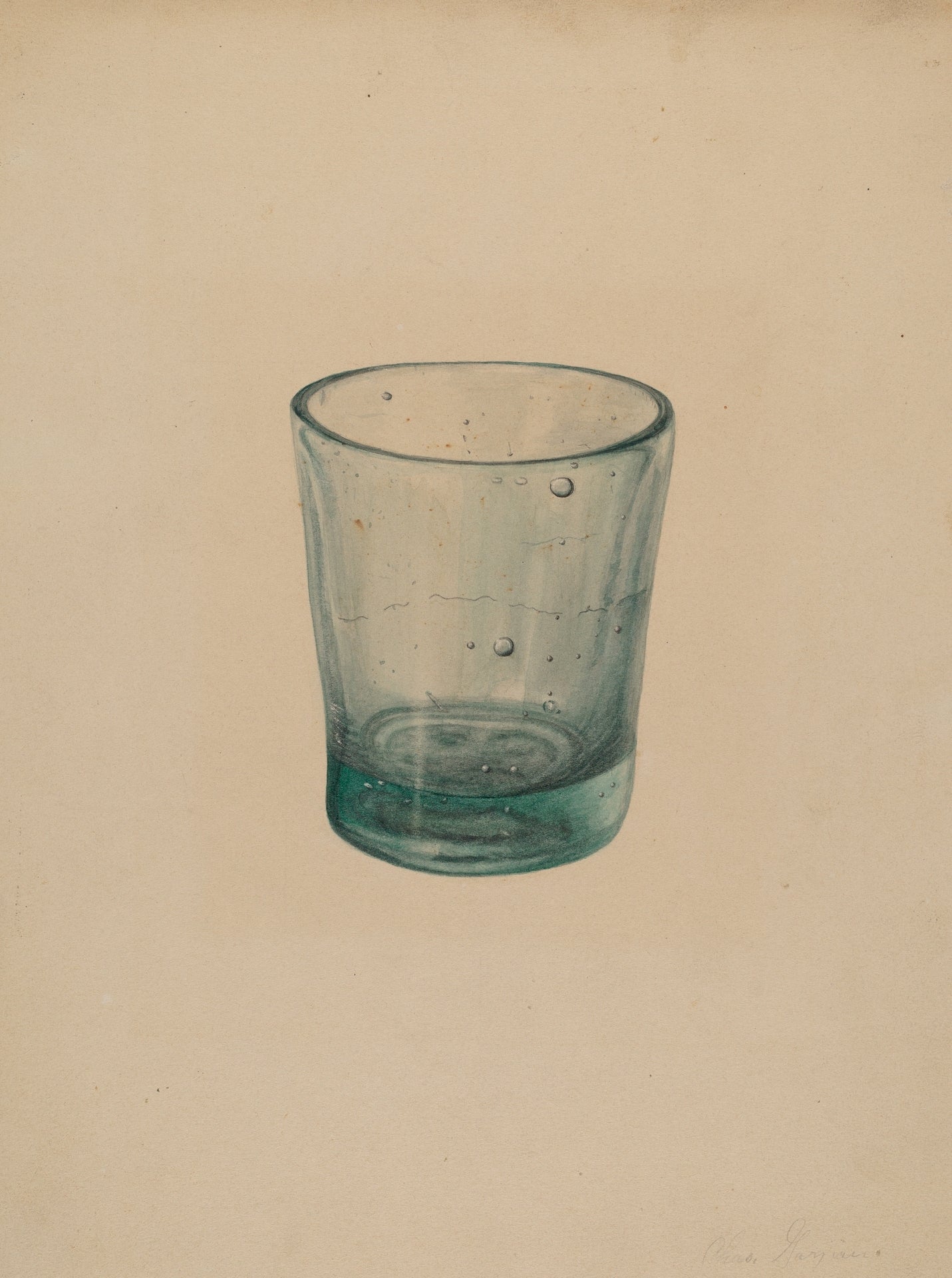 Charles Garjian, Tumbler (1935-1942) — WPA Index of American Design, a precise archival watercolor rendering of an everyday American glass, National Gallery of Art collection. Archival giclée art print on fine art paper.