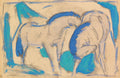  Franz Marc, Two Horses (1911) — German Expressionist Der Blaue Reiter, two horses in vivid blue-green color with bold simplified forms. Archival giclée art print on fine art paper.