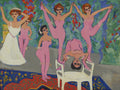 Ernst Ludwig Kirchner, Variety Show (1908) — German Expressionist Die Brücke co-founder, figures in a theater or cabaret setting in fractured angular color. Archival giclée art print on fine art paper.